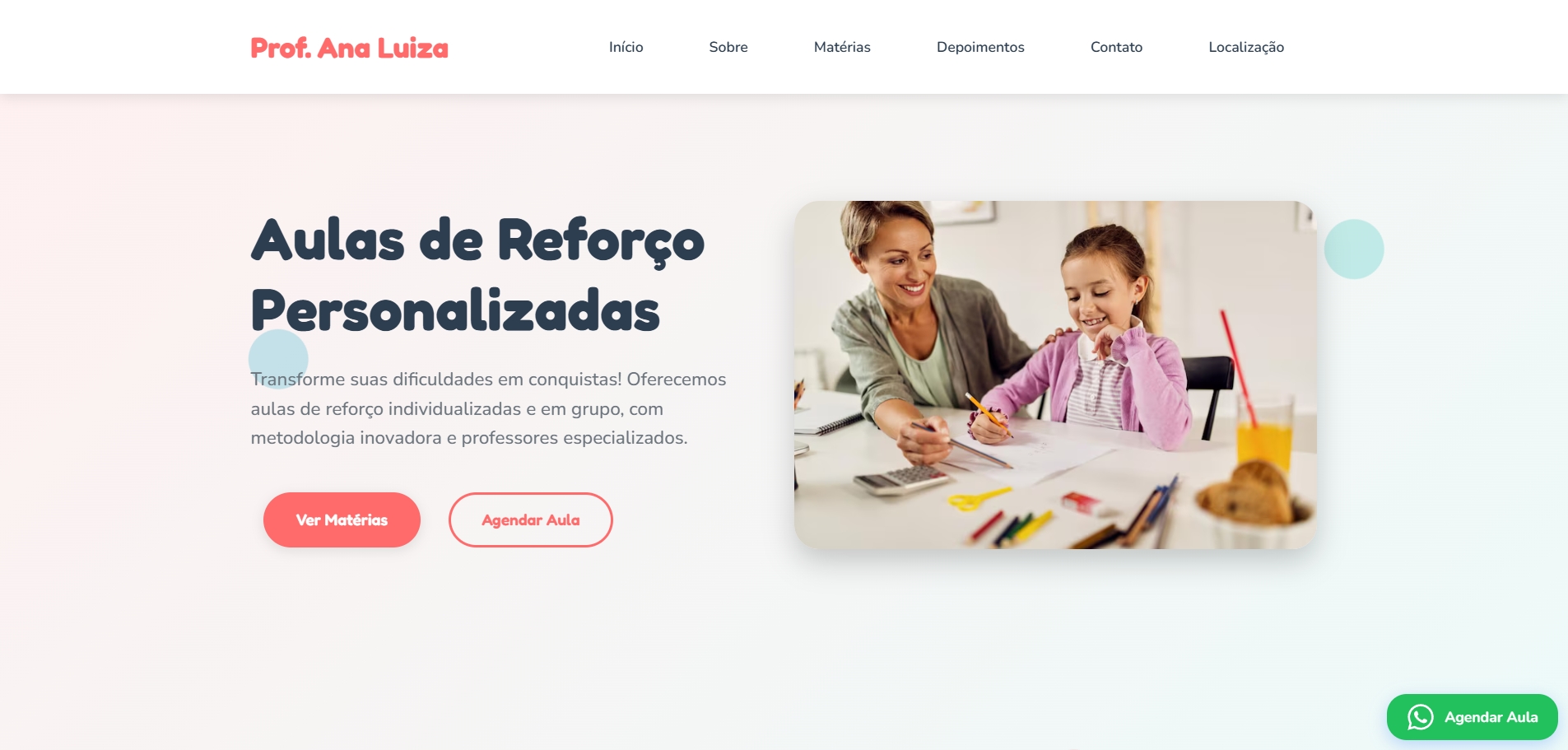 Preview do modelo de site Aulas de Reforço Escolar 001