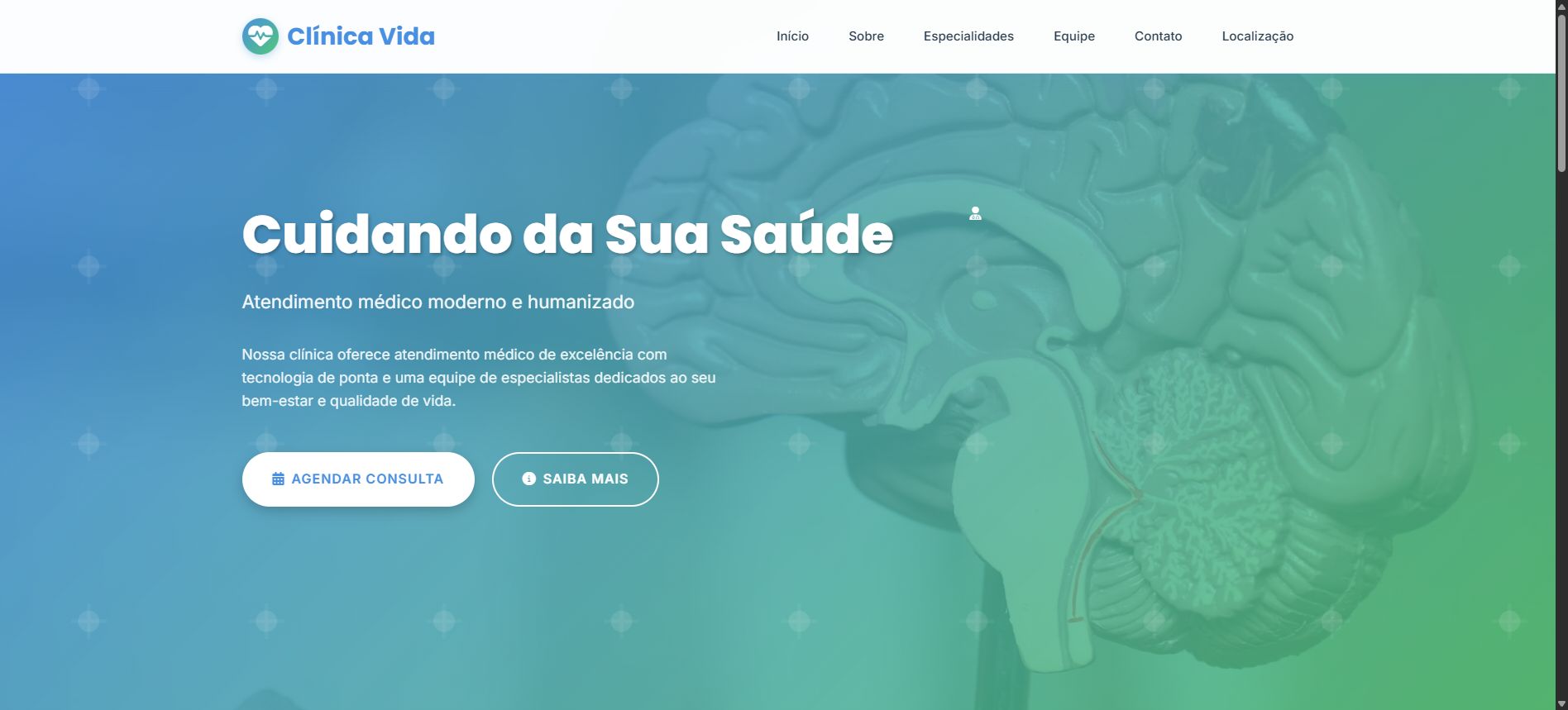 Preview do template Clínica Vida