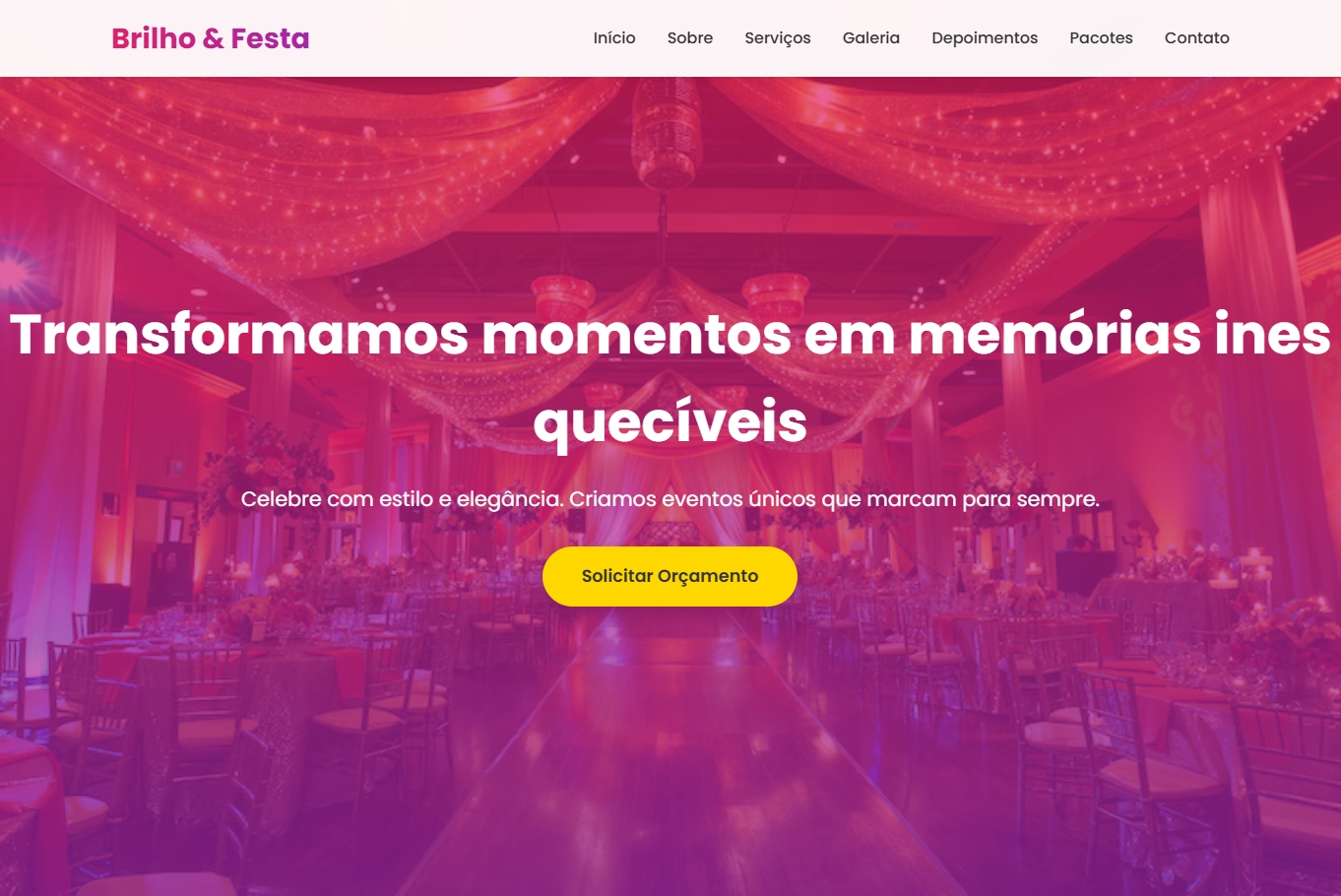 Preview do modelo de site Festas e Eventos 001