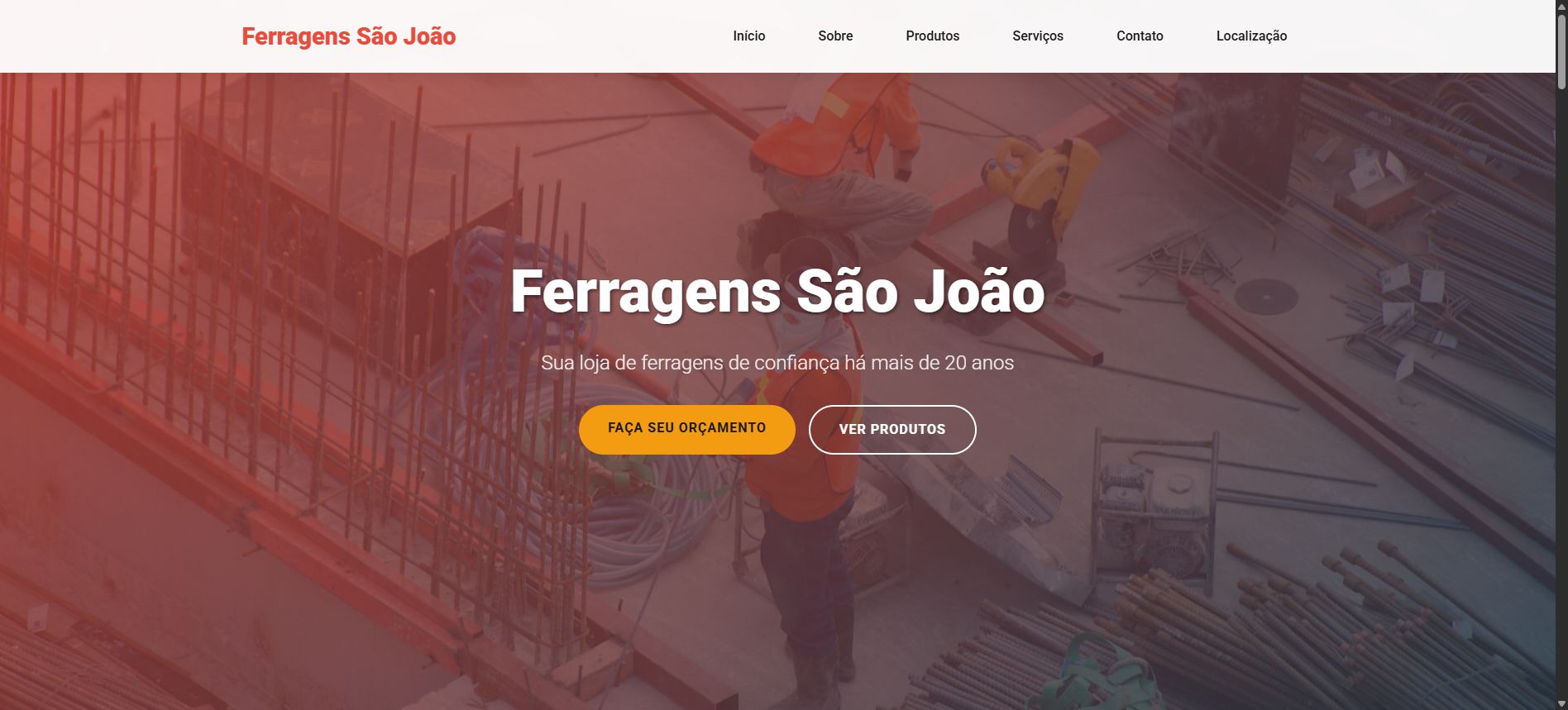 Preview do template Ferragens Clássica