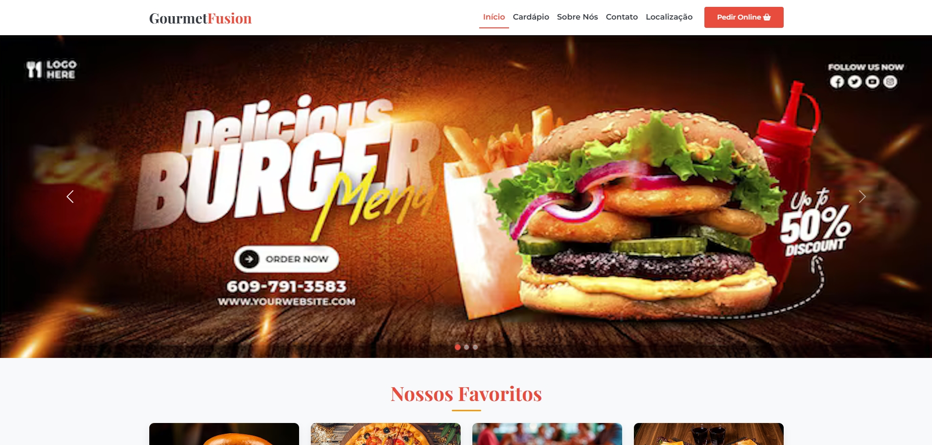 Preview do modelo de site Restaurante e Lanchonete 010